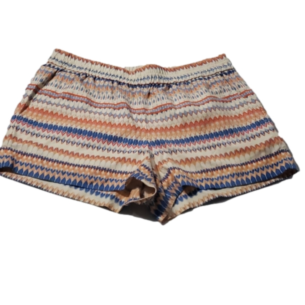 J. Crew Blue & Orange Elastic Waiste Shorts Sz 8